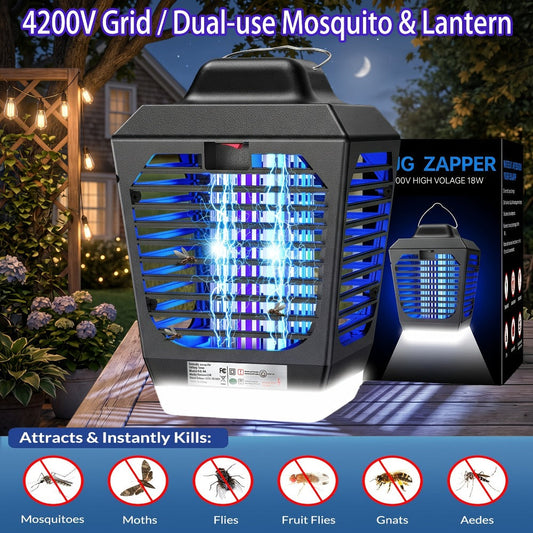 Plug-In Bug Zapper with UV LED Light and ABS Housing, Black Options