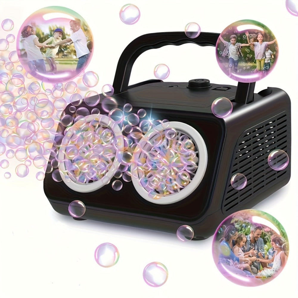 Double Fan Bubble Machine for Party Wedding – Indoor Outdoor Atmosphere Bubble Maker for Kids Adults, Birthday Halloween Christmas Event Decor Toy, 1 or 2 Set Options White or Black