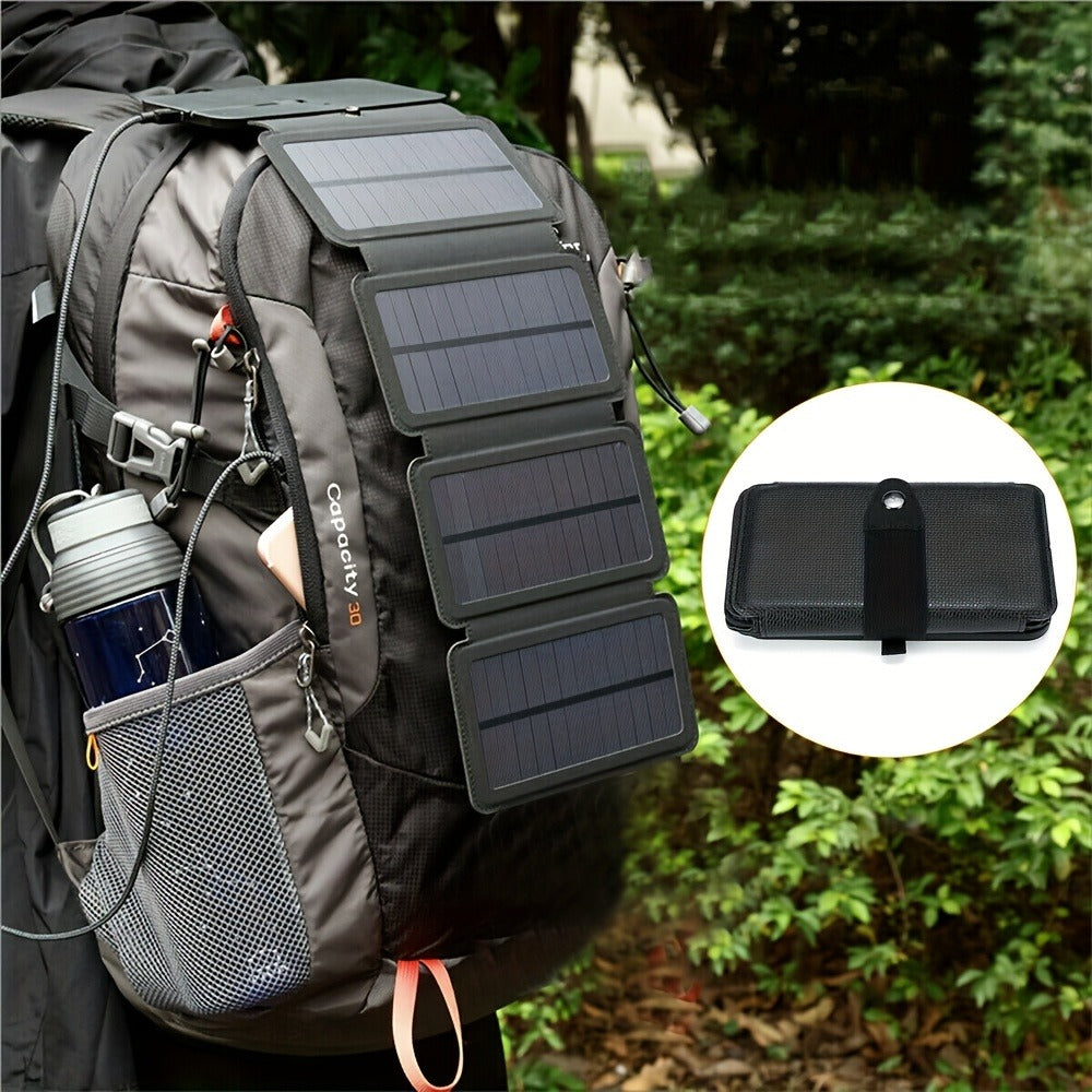 Portable Folding Solar Panel Charger with USB Port, 20% Monocrystalline Silicon Efficiency, Foldable Waterproof Design for Camping Hiking Backpacking, Charges Phones Tablets Power Banks