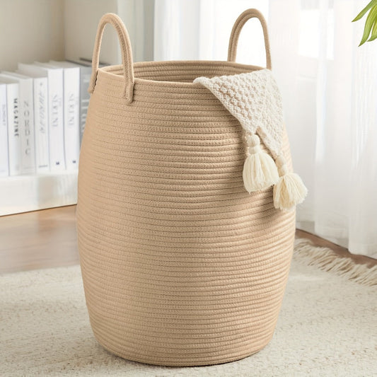 Foldable Laundry Hamper with Handles, 22-Inch Oval Bohemian Fabric Basket