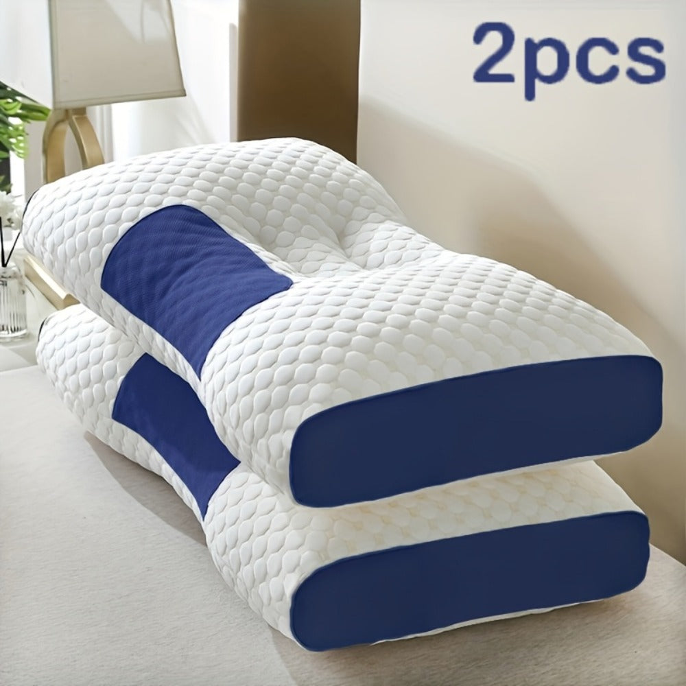 Ergonomic Neck Pillow 2-Pack Adjustable Cervical Support Pillow for Side Back Sleepers Contoured Memory Foam Neck Pillow Travel Home Sleeping