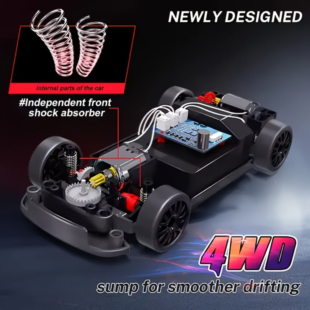 1:24 4WD RC Drift Car, 28 km/h with LED Lights and 2 Batteries