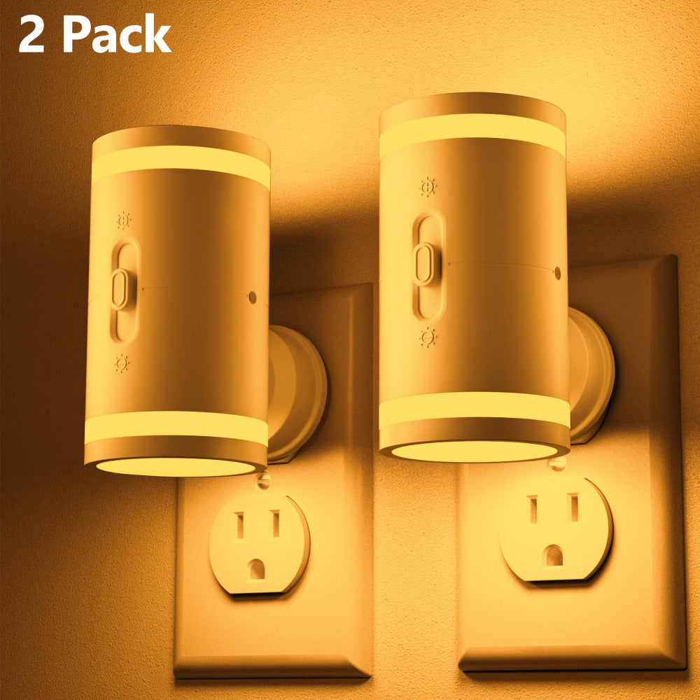LED Night Light Plug In Dusk to Dawn Sensor – 5-120LM Adjustable Brightness, 3 Color Temperatures, Modern Plug-In Night Lights for Hallway, Bedroom, Staircase, Bathroom & Toddler Room, 2 or 4 Pack