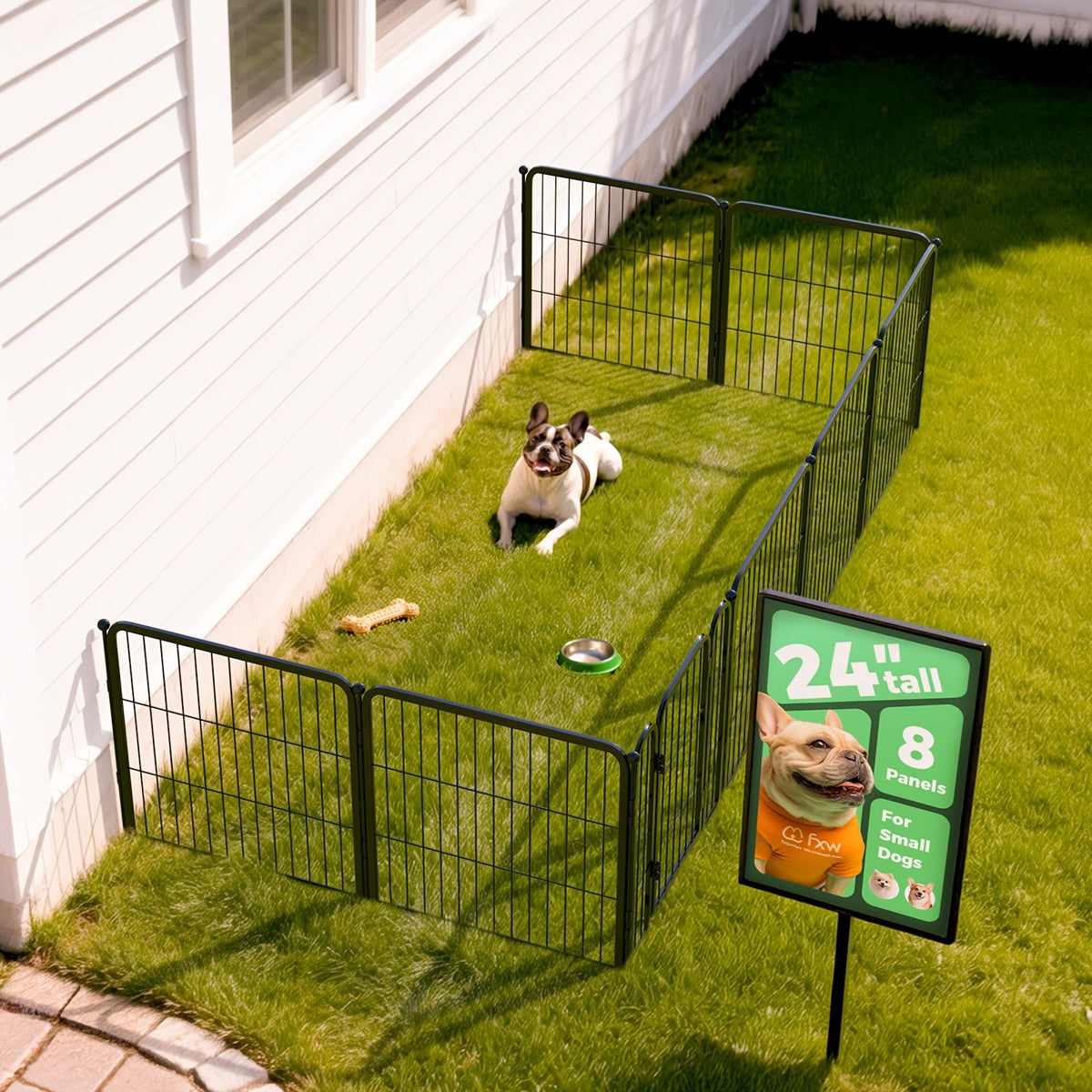 Dog Playpen with Gate – Heavy Duty Metal Pet Exercise Pen for Large Medium Small Dogs, 8/16/24/32/48 Panels, 24/32/40/45/50 Inch Height, Portable Indoor Outdoor Dog Fence for Yard Garden RV Camping