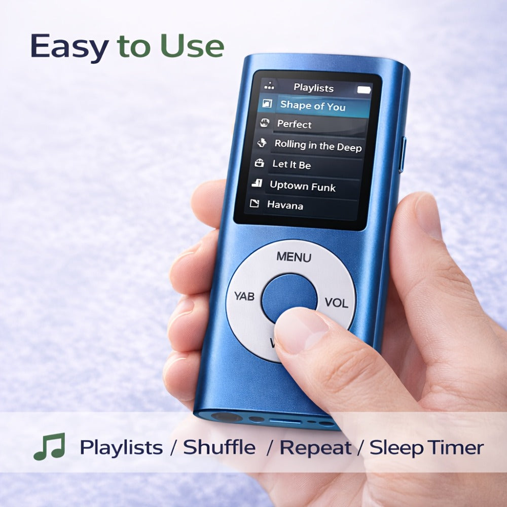 Portable MP3 Music Player with 1.8" LCD Display, Compact Digital Audio Player with FM Radio, Voice Recorder, Expandable Storage, Earphones Included, for Kids Adults Travel Gym Outdoor