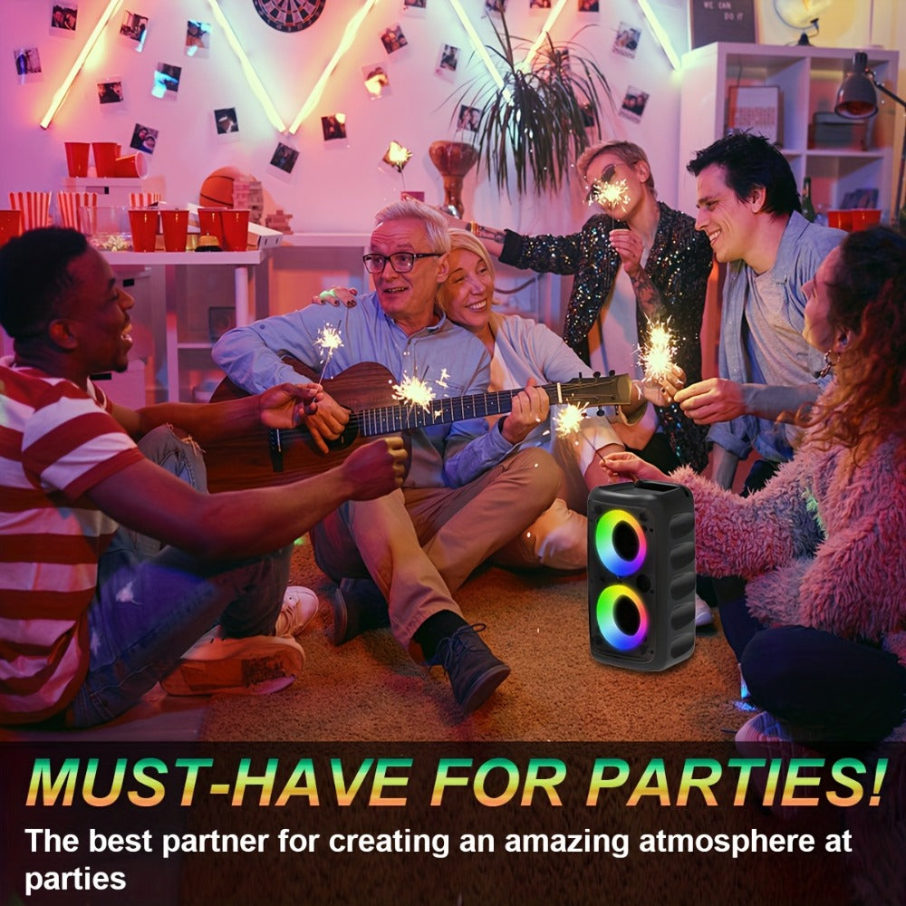 KTS-1265 Portable Wireless Bluetooth Dual Speaker with RGB Colorful Ambient Lighting, 2400mAh Battery, Bass Boost Stereo Sound, USB-C Rechargeable, for Parties Camping Home Gatherings Karaoke