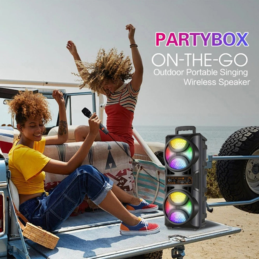 8000W Portable Karaoke Speaker with Subwoofer & Microphone, High-Power Wireless Bluetooth Audio System, TF/USB/AUX/TWS Support, Clear Loud Sound for Camping, Outdoor Parties, Indoor Dancing & Family Gatherings