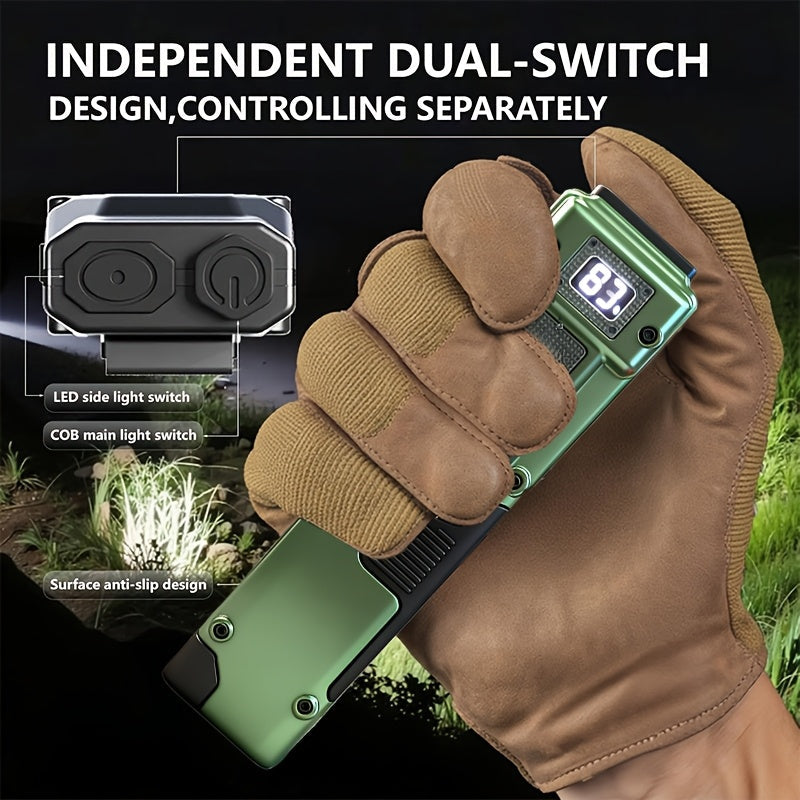 Tactical LED Flashlight EDC Flat Design - 3000 Lumen Rechargeable Torch, 8 Modes UV Light, Aluminum Body, Digital Display, 100M Range for Camping, Hiking & Emergency