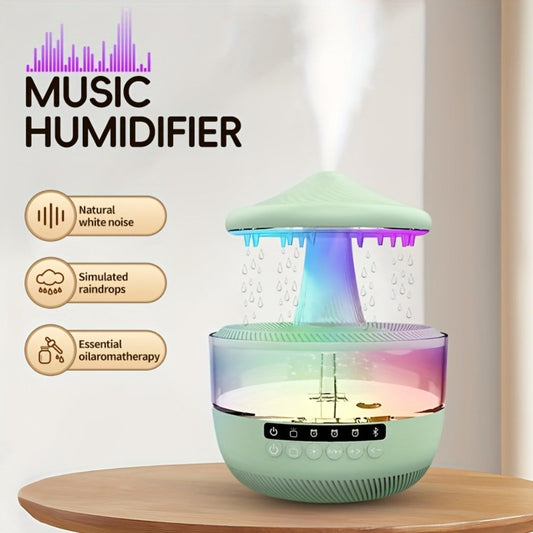 Raindrop Humidifier with Color-Changing LED Light, Wireless Music and 350 mL Tank