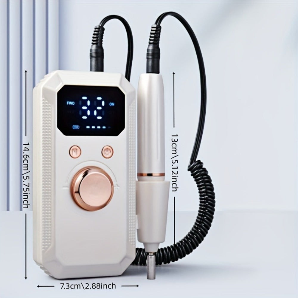 Cordless Electric Nail Drill Machine Rechargeable Professional E-File 11 Bits 20 Sanding Discs High Speed Acrylic Gel Natural Nails Polishing Portable Home Salon Black Pink White Grey Rose Gold