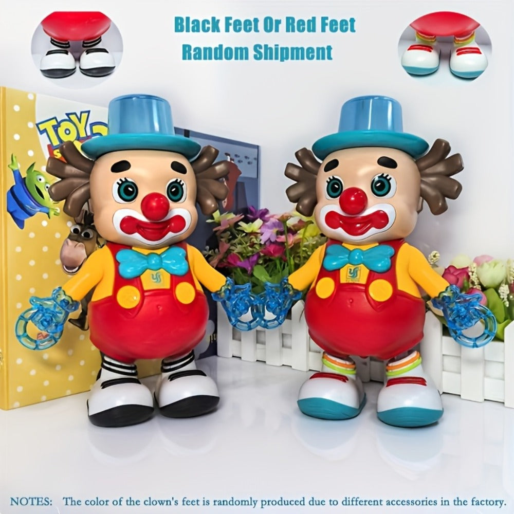 Dancing Clown Toy Doll with Light & Music, Swinging Fidget Toy for Kids Boys & Girls, Funny Weird Halloween Decoration, Christmas Birthday Gift for Children Ages 3+