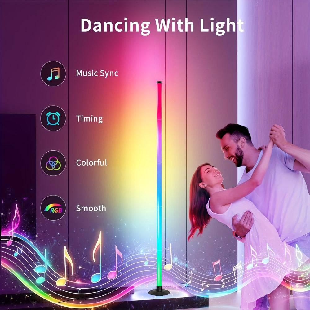 Smart LED Floor Lamp Modern Minimalist – Mood Lighting App & Remote Dual Control Backlight Ambient Light for Bedroom Office Gaming Study Room Holiday Gift 1 or 2 Pack