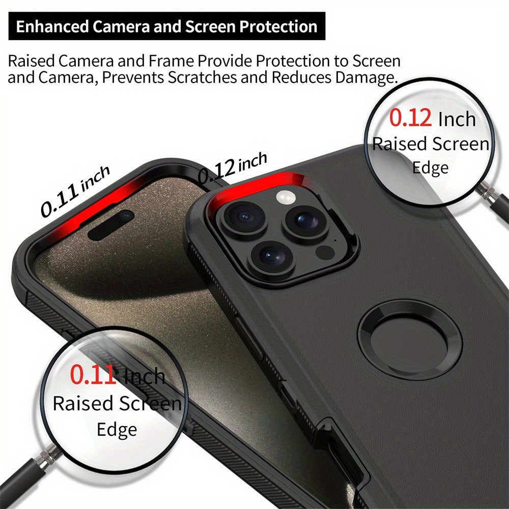 Rugged iPhone 16 Pro Max Case Hybrid Armor Dual Layer TPU PC Shockproof Drop Protection – Heavy Duty Wireless Charging Compatible Cover for iPhone 16 Pro 16 Plus 16 – Black Orange Blue Purple Green