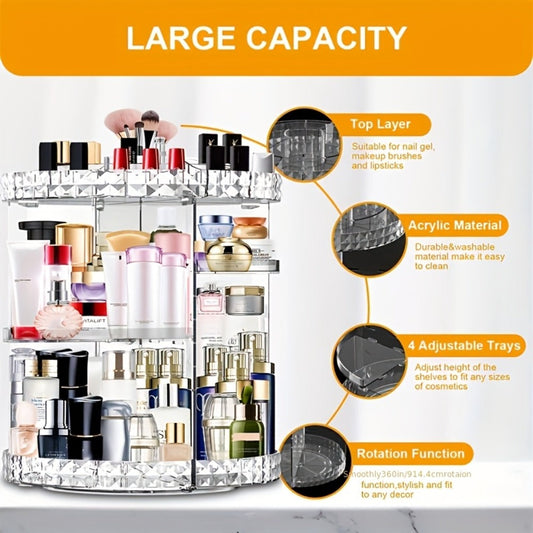 Rotating Makeup Organizer with 7 Adjustable Layers for Vanity Storage