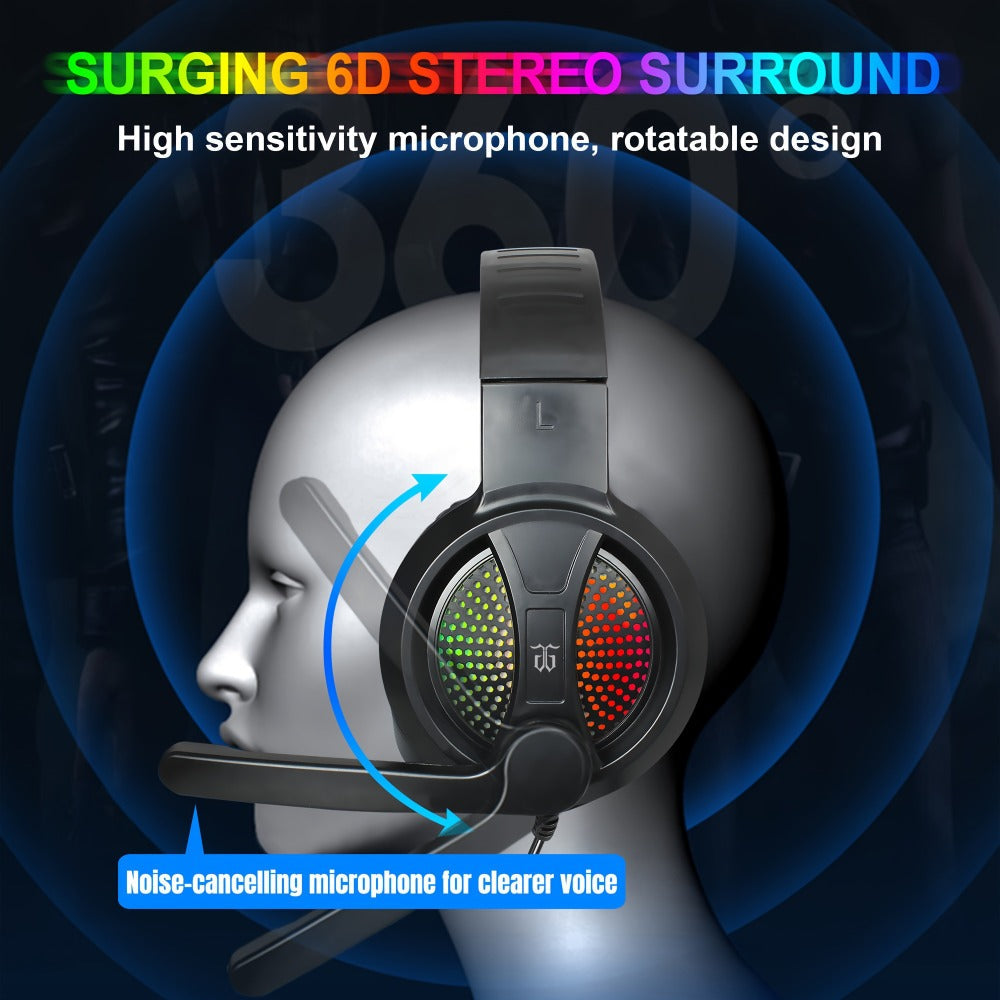 Gaming Keyboard and Mouse Combo 4-in-1 Wired Gaming Set with Headset Mouse Pad for PC Xbox PS4 Desktop Laptop RGB Bundle All-in-One Gaming Peripheral Kit for Beginners Black