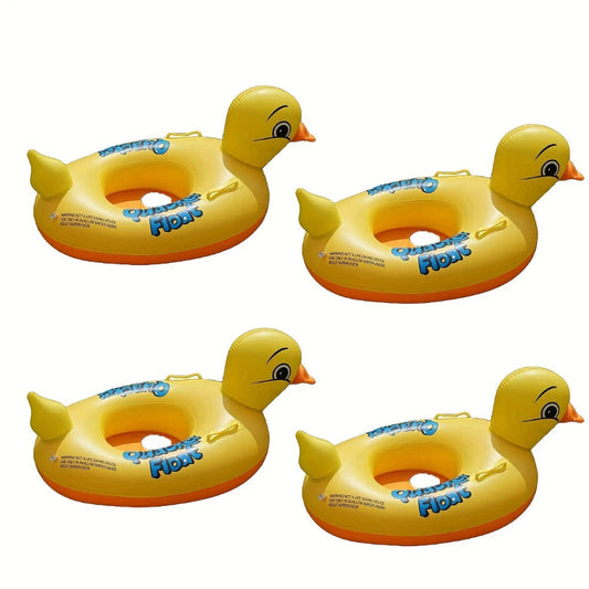 Inflatable Duck Pool Float with 2 Handles, 1/2/4-Pack Swim Ring for Kids & Adults