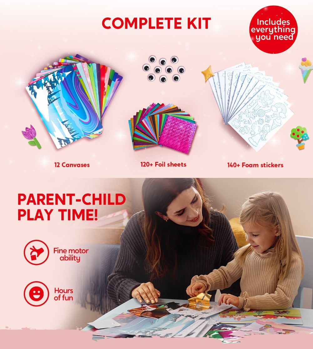 Unicorn Foil Art Craft Kit with Colorful Sheets for Creative Projects