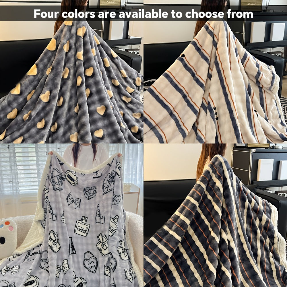 400-450gsm Heavyweight Flannel Blanket – Thick Warm Woven Throw for Bed, Sofa & Bedroom, Machine Washable, 16 Patterns, 4 Sizes
