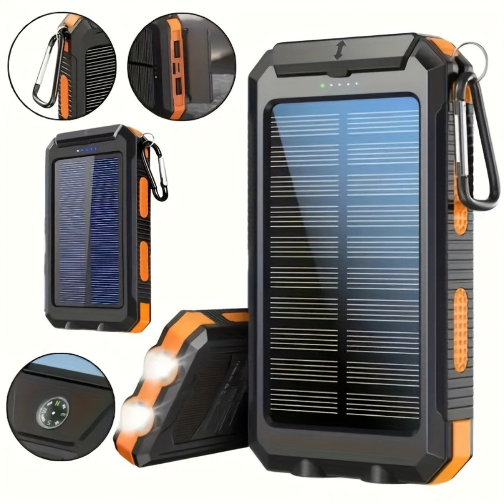 38800mAh Solar Power Bank QC3.0 Fast Charging – USB-C Dual USB Ports LED Flashlight Portable Battery Pack for All Cell Phones Outdoor Camping Hiking Travel Emergency Backup