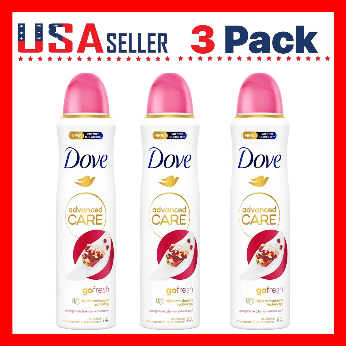 Pomegranate & Lemon Verbena Body Spray for Women Dove Go Fresh 150ml Long Lasting Freshness Quick Dry Invisible No White Marks Non-Sticky Lightweight Daily Deodorant Spray for Gym Travel 5oz