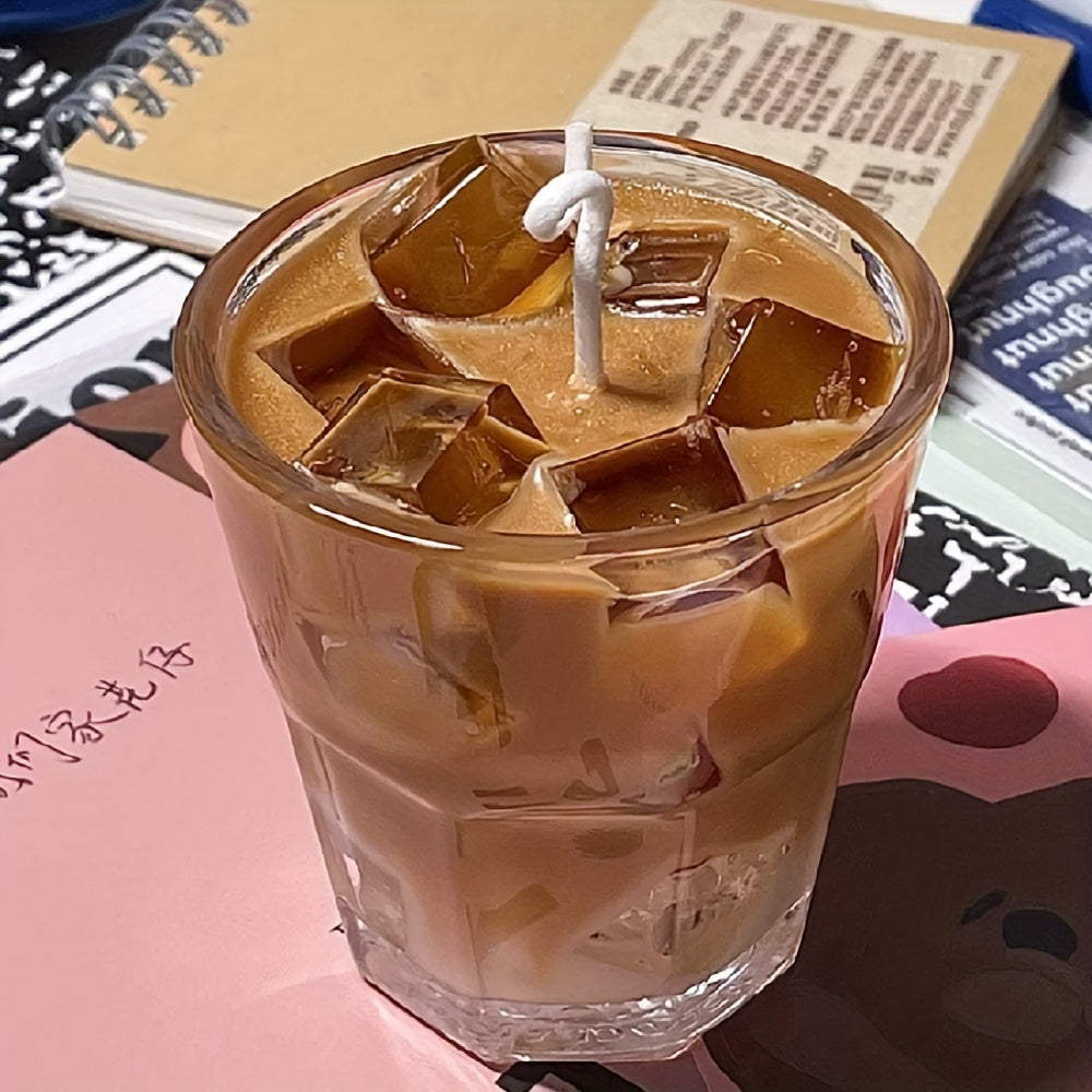 Coffee Candle Handcrafted – 200g Iced Coffee Scented Soy Candle in Single Cup Design, Rich Coffee Aroma for Indoor Fragrance, Instagram-Style Niche Birthday Gift Box for Coffee Lovers