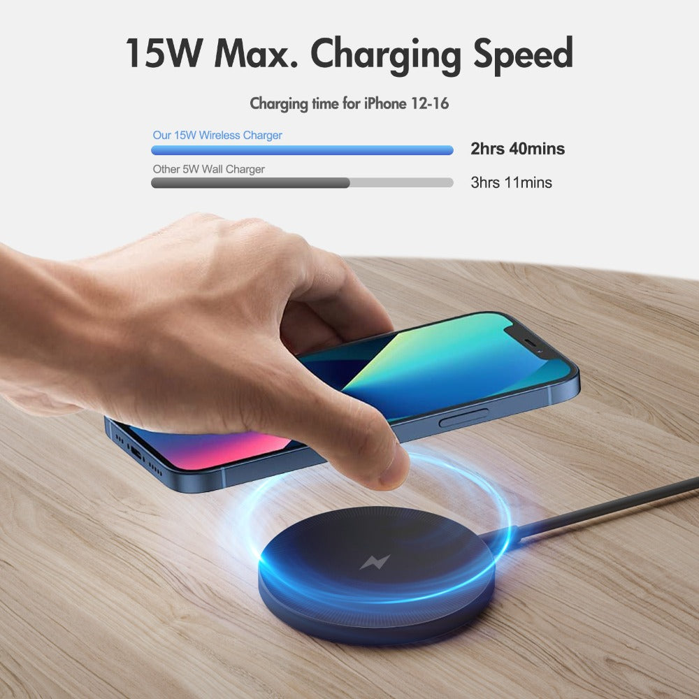 Ultra Slim Magnetic Wireless Charging Pad 15W Multi-Pack – 2-Pack & 3-Pack Value Set for iPhone 17 Air 16 15 14 13 12 11 Pro Max & AirPods 4 3 2 Pro | 0.6cm Thin 65g Portable Travel Charger | White Black