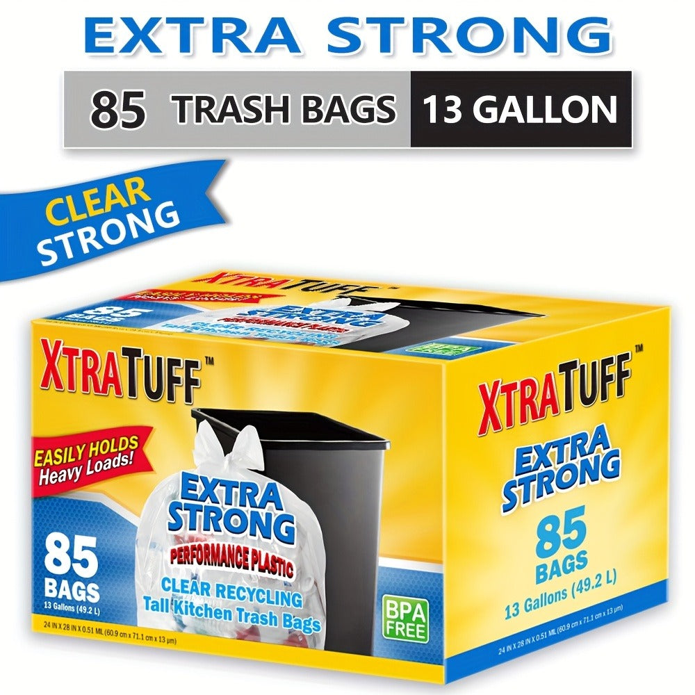 13 Gallon Trash Bags Heavy Duty – Expandable Drawstring & Clear Garbage Bags, Leak-Resistant Odor-Control Liners for Kitchen, Bedroom, Office, Outdoor Use (44/85/104/170/180/360 Count)