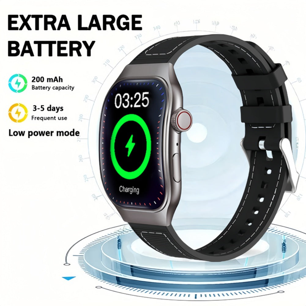 Ultra-Thin Curved Screen Smart Watch with Music Control & SMS Notifications – 2.01" Slim Lightweight Design Call Reminders Health Monitoring Compatible with Android iPhone Unisex Gift for Men Women