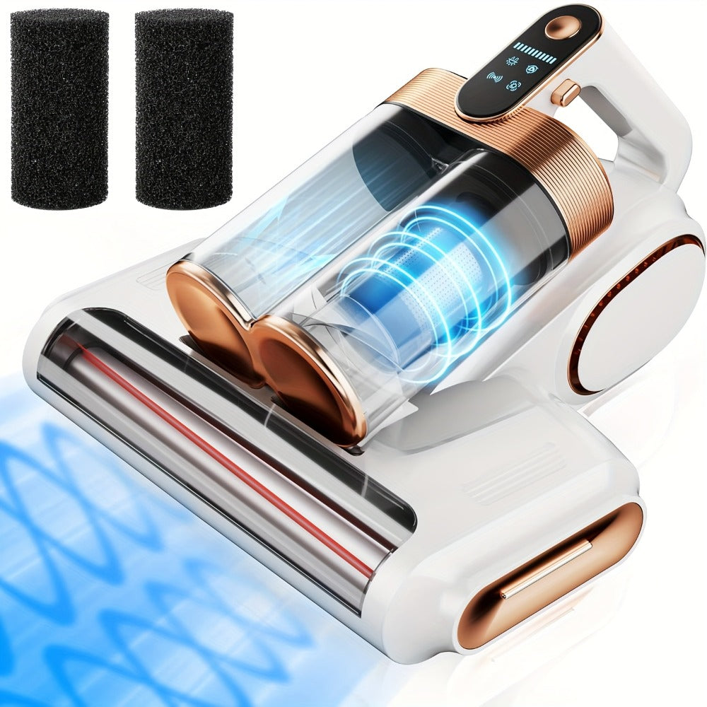 Mattress Vacuum Cleaner Handheld 16kPa Suction with UV Lamp & 80000RPM Soundwave Technology - Portable Dual Cup Bed Vacuum for Dust Mites, Allergens on Mattress, Fabric Sofa & Carpet, Purple & White