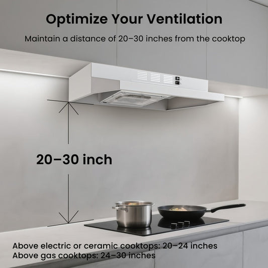 Range Hood 30 Inch Under Cabinet with 350 CFM, 2 Speeds and LED Light