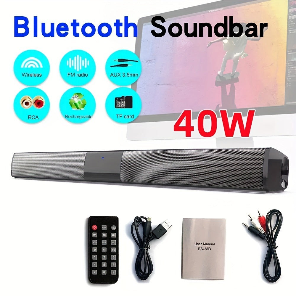 Soundbar with Subwoofer Wireless Surround Sound System 4 Speaker Home Theater Bluetooth 5.0 ARC Optical AUX Remote Control Night Mode EQ Modes TV Speaker