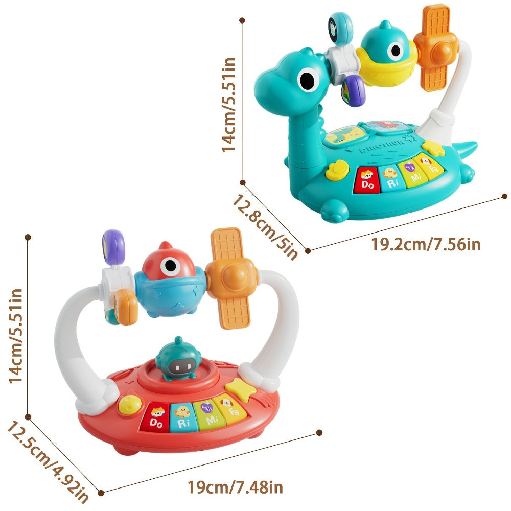 Dinosaur Piano Toy for Kids – Rotatable Smart Music Box with Space Theme, Mini Electronic Musical Instrument for Toddlers, Fun Learning Toy Gift for Boys & Girls