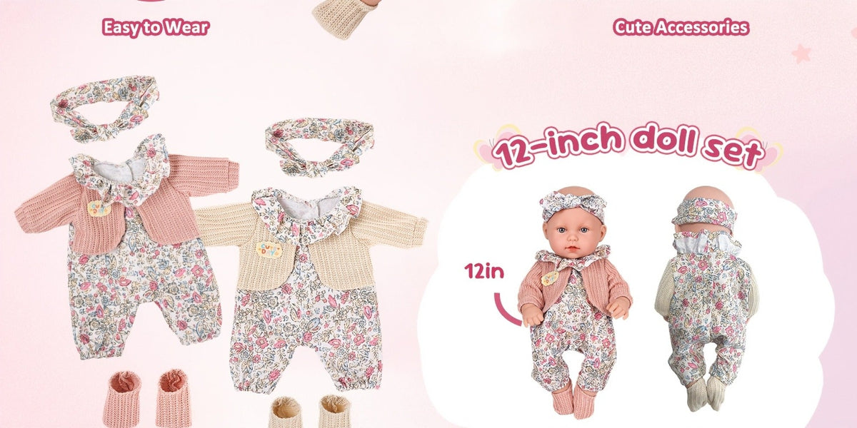 12-Inch Baby Doll with Floral Dress, Rabbit Plush Toy & Dress-Up Accessories