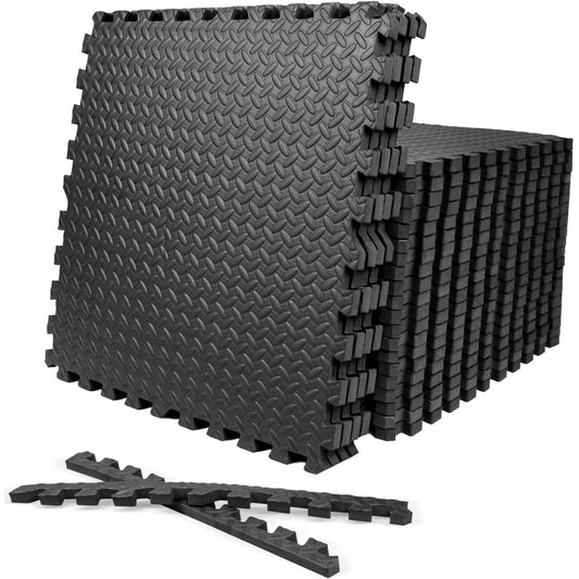 Interlocking EVA Foam Floor Tiles, 24 x 24 Inch, 1/2 Inch Thick, 24-Pack Covers 96 Sq Ft