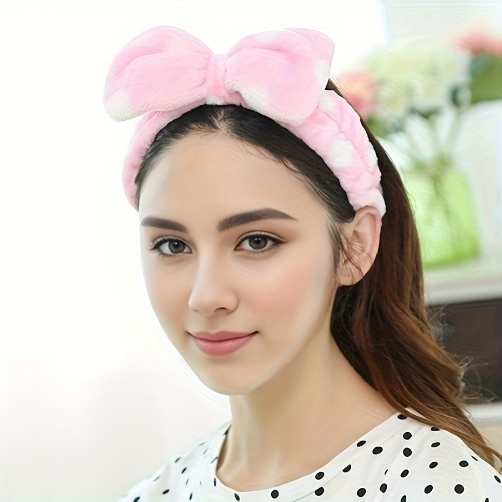 Bow Skincare Headbands for Women 6 Pack Patterned Soft Fabric Elastic Hair Bands for Makeup Spa Shower Face Washing Skincare Routine Beauty Accessory Gift Set for All Hair Types Teens Girls