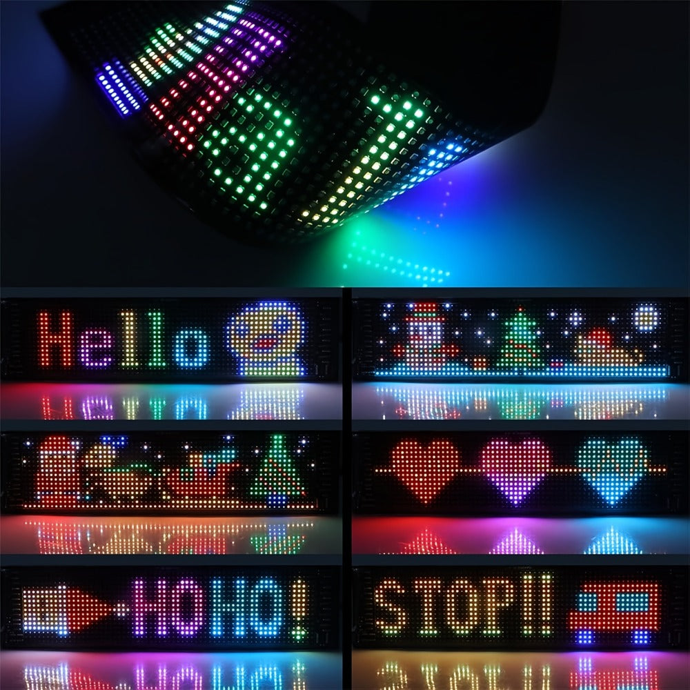 Devil Eye LED Headlight Panels 2 Pack Flexible RGB Matrix App & Remote Control - USB 5V Programmable Scrolling Text Animation Display for Car Windshield Headlight Modification Decoration 20x64