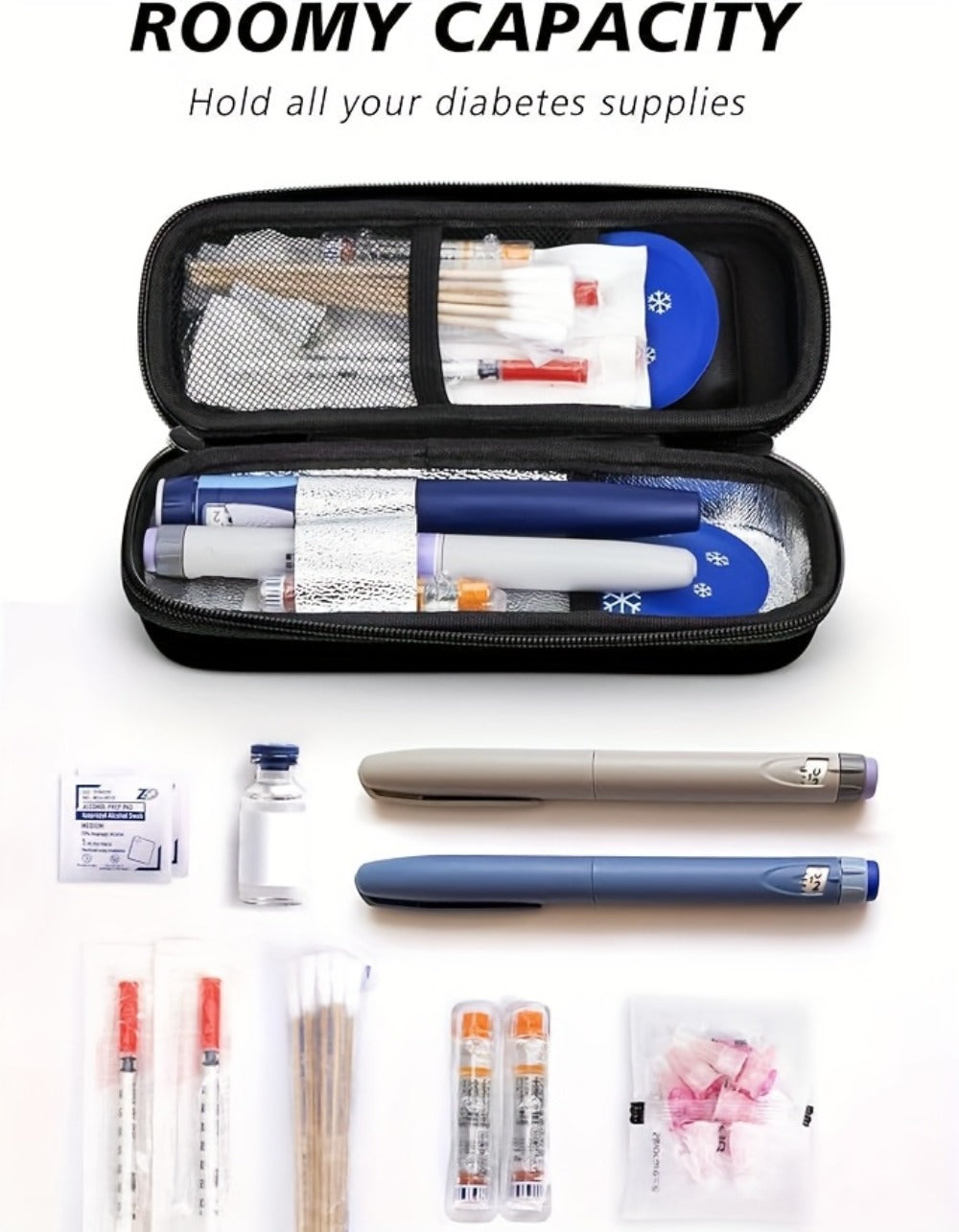 Insulin Cooler Travel Case with Temperature Display – Portable Diabetic Medication Bag with 2 TSA Approved Ice Packs for Insulin Pens, Vials & Diabetic Supplies, Keeps Insulin Cold Up to 12 Hours