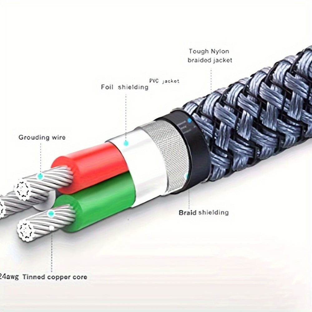 Nylon Braided 3.5mm Male to Female Audio Extension Cable Right-Angle Connectors Lossless Sound AUX Cable Compatible with Smartphones Speakers Car Stereo Headphones Tablets Laptops Hi-Fi Audio Systems