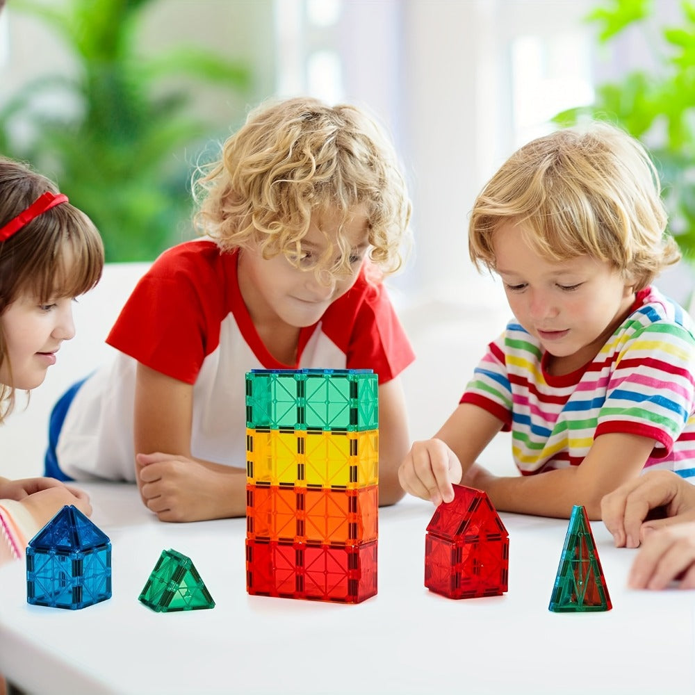 Magnetic Tiles Building Set with 2 Cars, 120 Pieces for Ages 3+