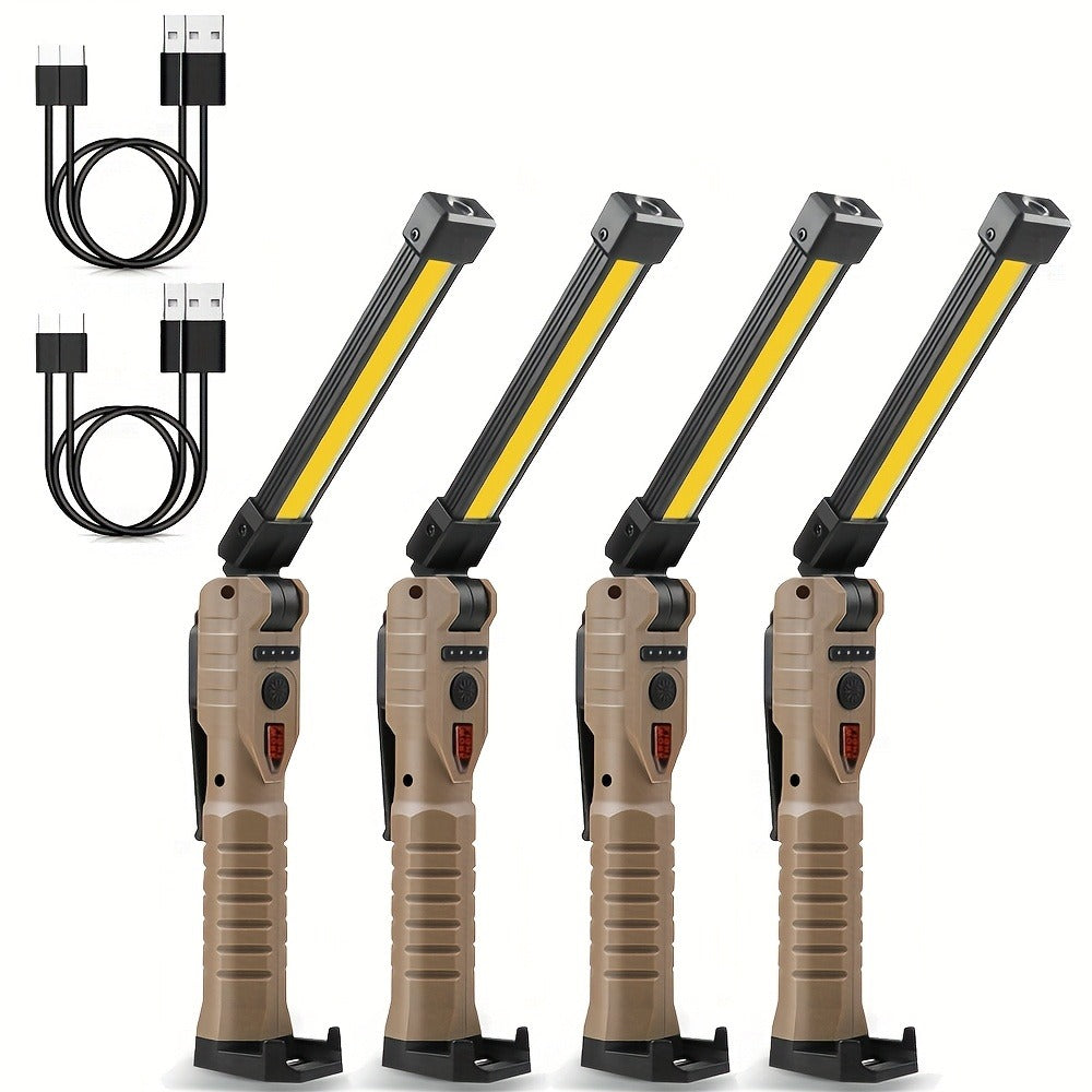 COB LED Work Light Magnetic Base Rechargeable USB 20000 Lumens 7 Modes 180° Rotation Portable Hanging Flashlight with Built-in Battery Power Bank Function for Workshop Garage Car Repair 1/2/4 Pack