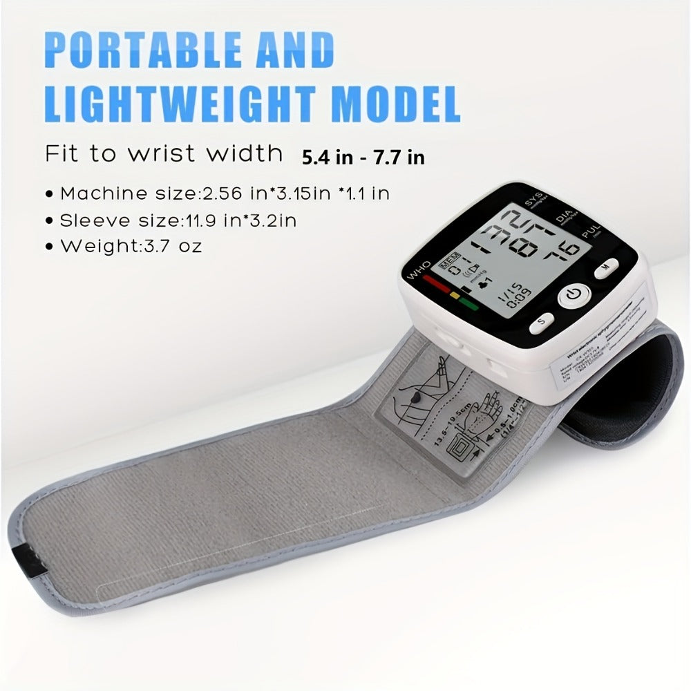 Wrist Blood Pressure Monitor - Digital BP Monitor Rechargeable with 2×99 Memory, Large LCD Display, Voice Broadcast & Portable Case for Home & Travel Use (Black / White / BP188W)