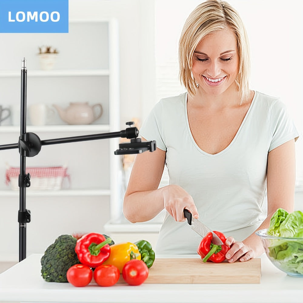 62 Inch Overhead Phone Tripod with Travel Bag – Adjustable Top-Down Bird Eye View Phone Holder & Desktop Stand for Cooking Tutorials, Drawing, Online Teaching, Live Streaming & Flat Lay Photography