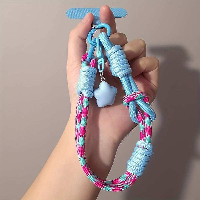 Nylon Phone Lanyard with Star Pendant Dual-Use Crossbody & Wrist Strap Adjustable Durable Neck Strap – 6 Colors for Outdoor Hiking Travel Festival Women Girls Teens Gift