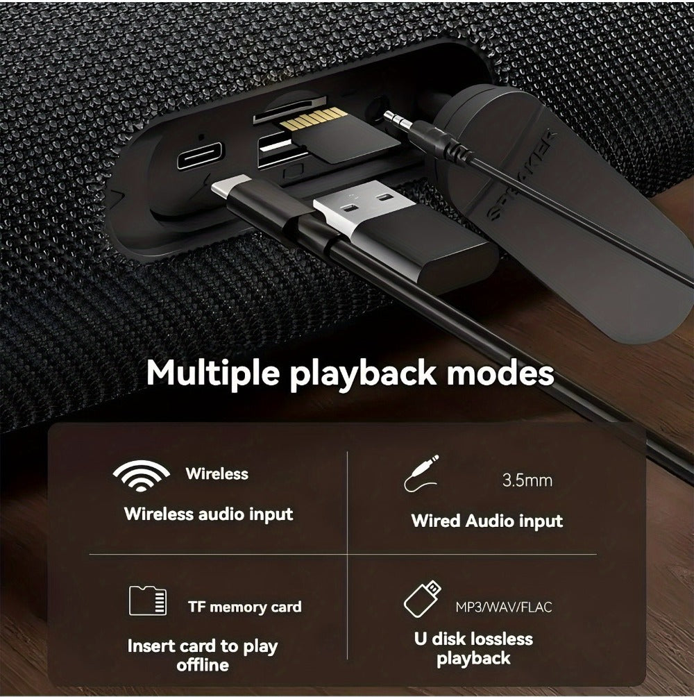 TG418 Bluetooth Wireless Speaker 3000mAh, LED Flash Lights, EQ Settings, Type-C Charging, TF Card USB AUX Compatible, Loud Portable Speaker for Mobile Phones Tablets Computers Outdoor & Home Use