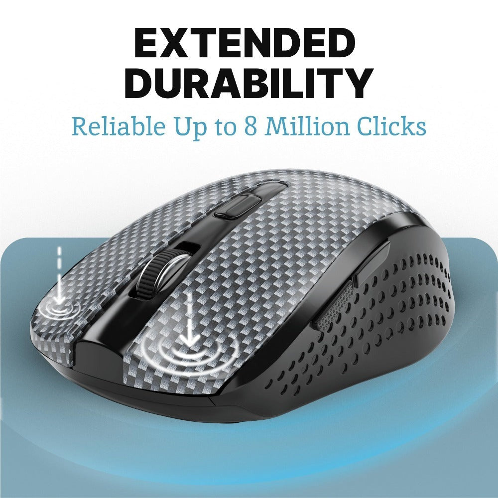Silent Wireless Mouse Ergonomic Quiet Click – 2.4GHz, 18-Month Battery, 800/1200/1600 DPI Optical Sensor, Plug & Play Nano Receiver for PC, Laptop, Chromebook & Mac | Gray & Black