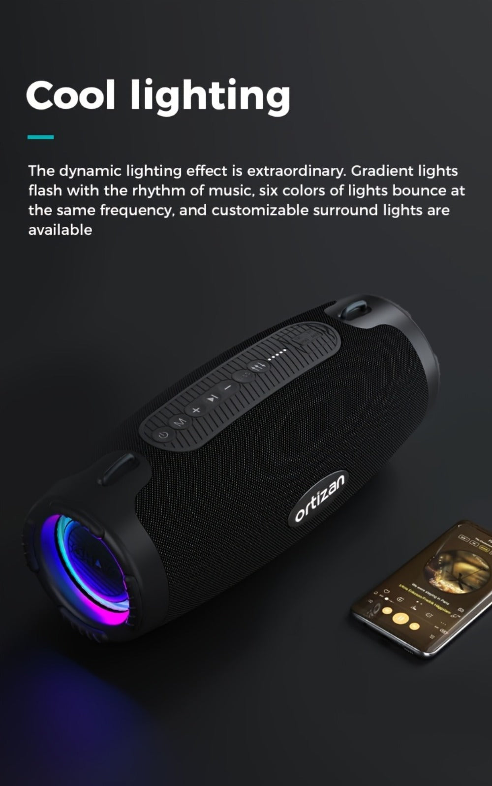 100W Portable Bluetooth Boombox Speaker IPX7 Waterproof with Deep Bass Subwoofer, 12H Playtime, EQ, USB Playback & LED Lights for Outdoor Party, Camping, Beach — Great Gift for Men & Women