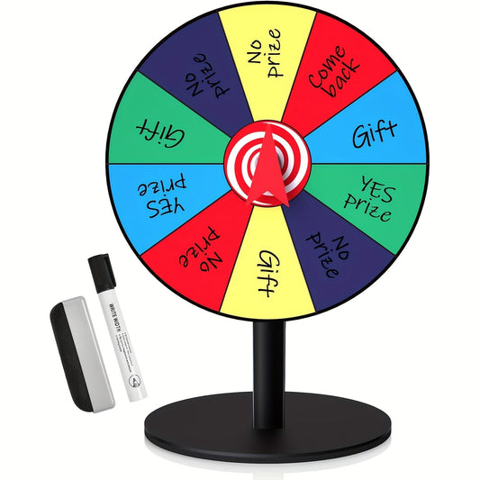 Tabletop Prize Wheel with 10 Slots and Iron Base, 8-Inch Event Spinner