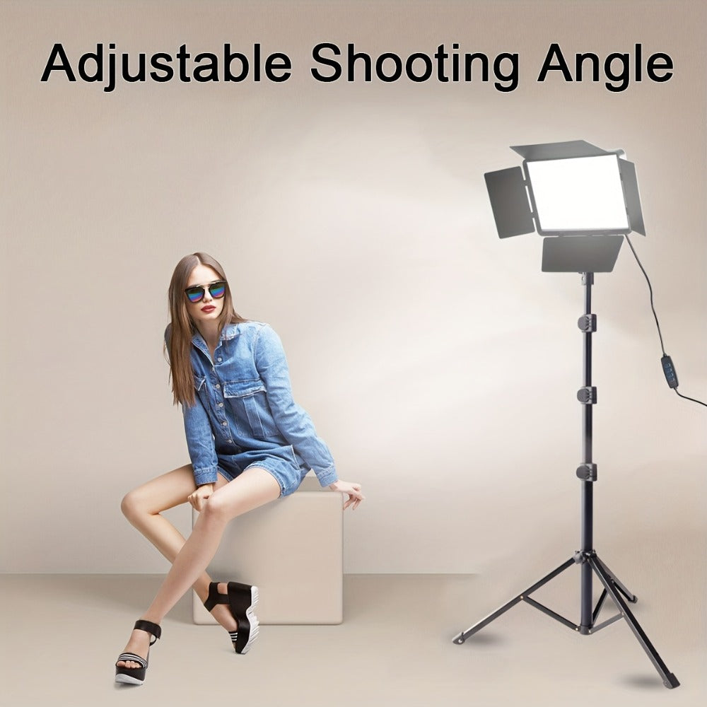 LED Fill Light Kit Studio Photography Lighting Set 10-Inch Square Dimmable 3 Color Modes with 51-Inch Adjustable Tripod 4pcs Baffles for Video Recording Live Streaming Selfie Conference Photo Studio
