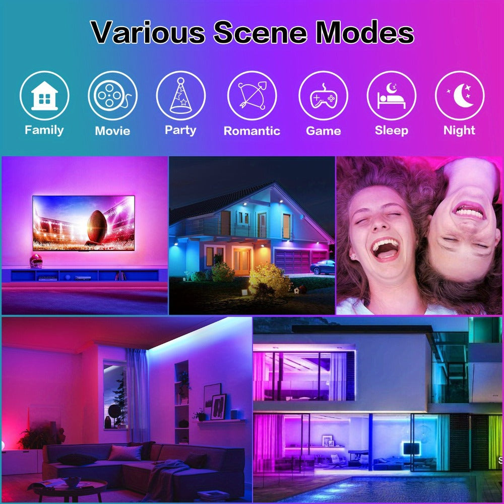 IR Remote LED Strip Lights with Music Sync & DIY Mode - RGB Color Changing Gradient Breathing Flashing USB Powered 25FT 50FT 60FT 65FT 100FT for Bedroom Gaming Room Party Holiday Decoration