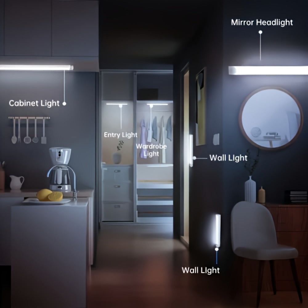 LED Motion Sensor Cabinet Lights USB Rechargeable 3 Modes – Wireless Night Light 6 9 12 Pack 3 Sizes for Bedroom Staircase Kitchen Office Piano Room Dance Studio Bedside Reading